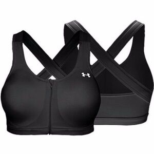 Under Armour large zip-up Sports Bra. Black. High impact. Large bust. EUC